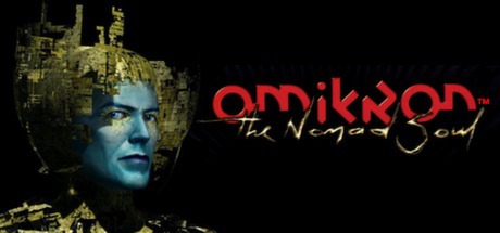Digital artwork presenting the video game, Omikron: The Nomad Soul, featuring the character Boz, a humanoid being with a blue complexion.